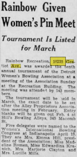 Rainbow Recreation - Jan 1934 Womens Bowling (newer photo)